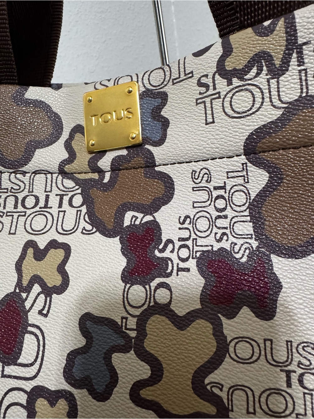 TOUS Beige Tote with Brown Handles and Multicolor Floral Motif - Picture 4 of 16